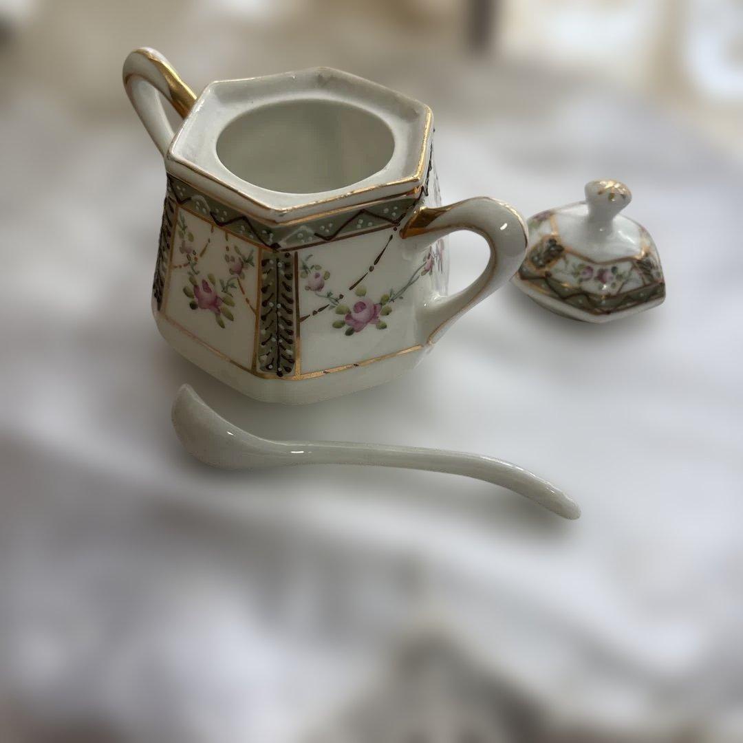 超貴重オールドノリタケ食卓セットトレースプーン付き入れ物つまようじ入れ塩胡椒