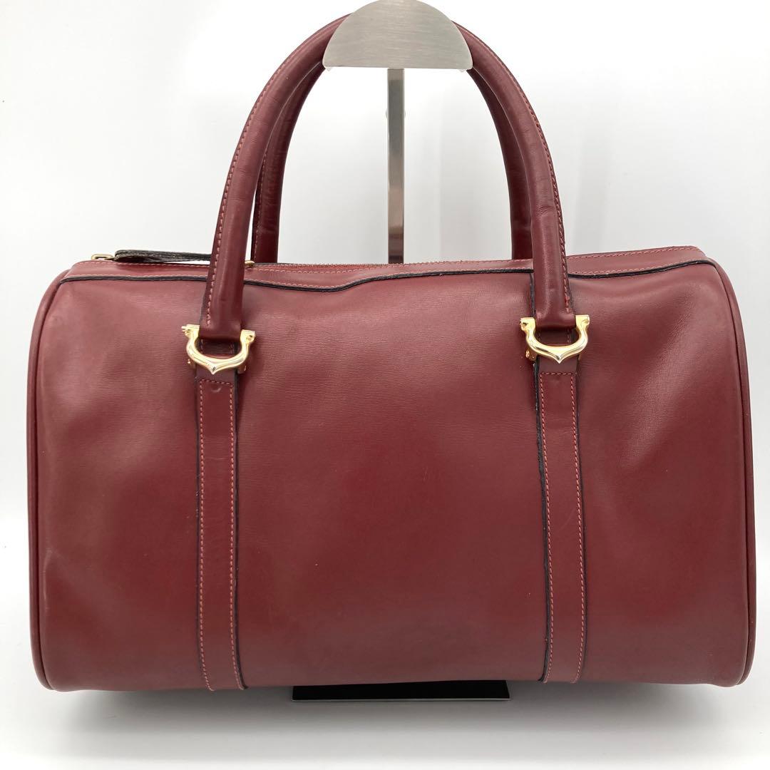 カルティエ ミニボストンバッグ マストライン ハンドバッグ ボルドー 自立