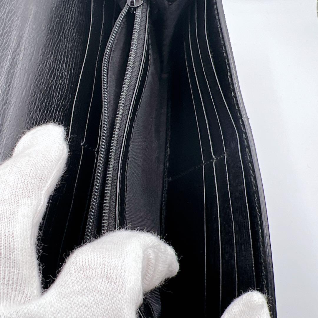 GUCCI インターロッキングG レザー 長財布 ブラック 正規品　シボ革