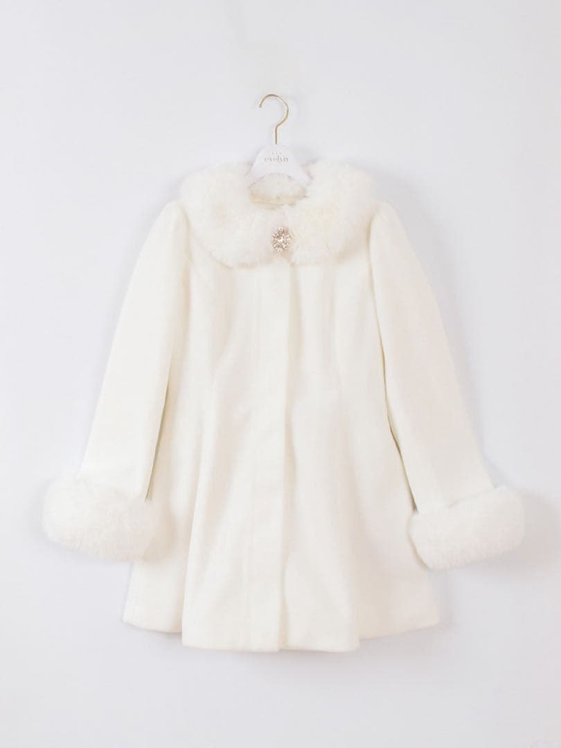 ホワイトファーフリースロングコート(evelyn)