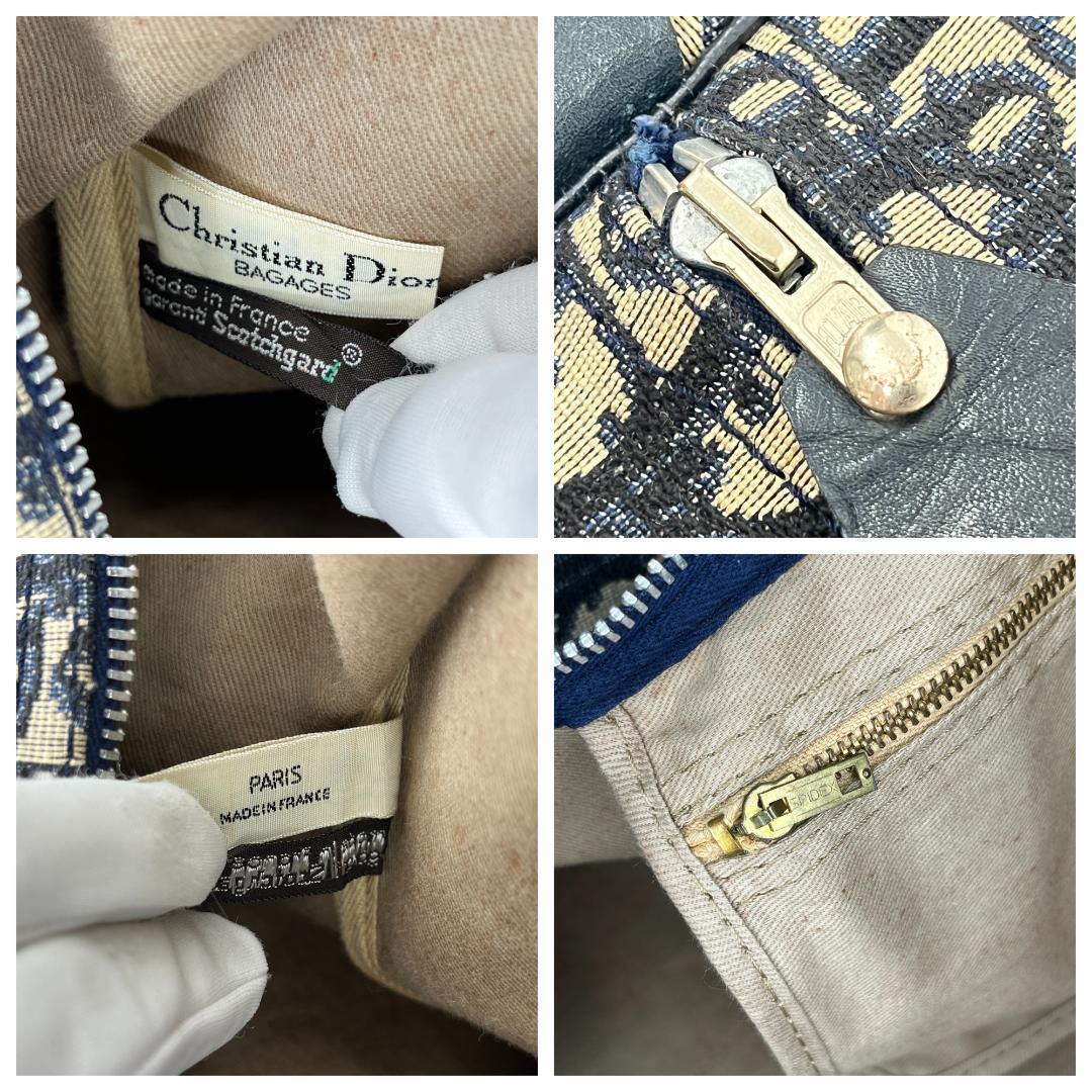 美品 Dior ディオール ミニボストン ハンドバッグ トロッター ネイビー