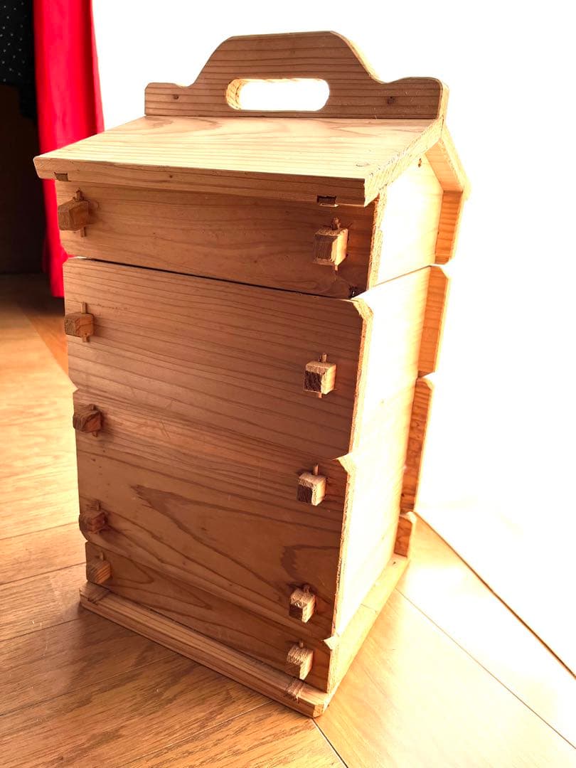 【値下げ】美品オーダーメイド角型せいろ蒸し蒸籠蒸し器ハンドメイド天然木