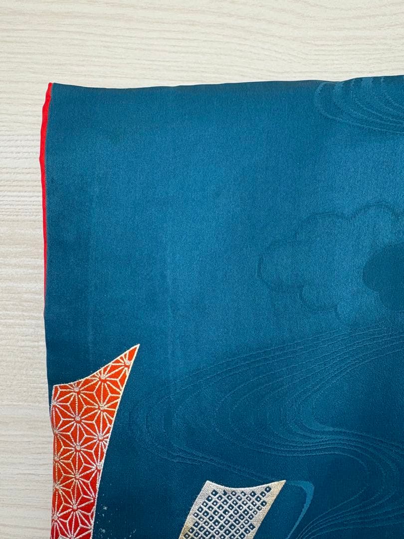 子供 七五三 着物 青 女の子 旭縫製　着物・長襦袢セット