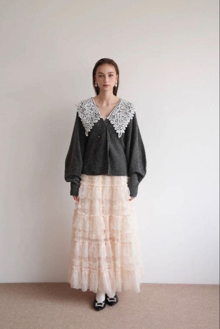 acka tulle long skirt チュールスカート　アイボリー