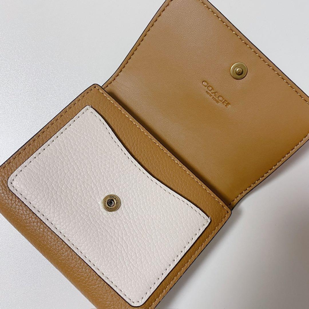 【新品未使用】コーチ★折り財布★ミラスモールフラップウォレットカラーブロック★黒
