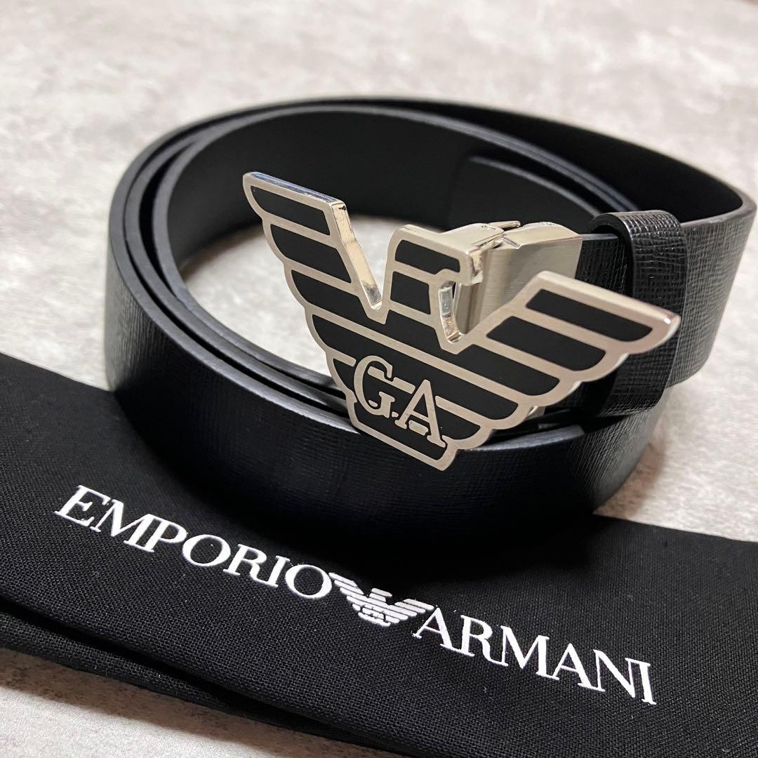 【新品未使用】　エンポリオアルマーニ　ベルト　イーグルバックル　レザー　ブラック
