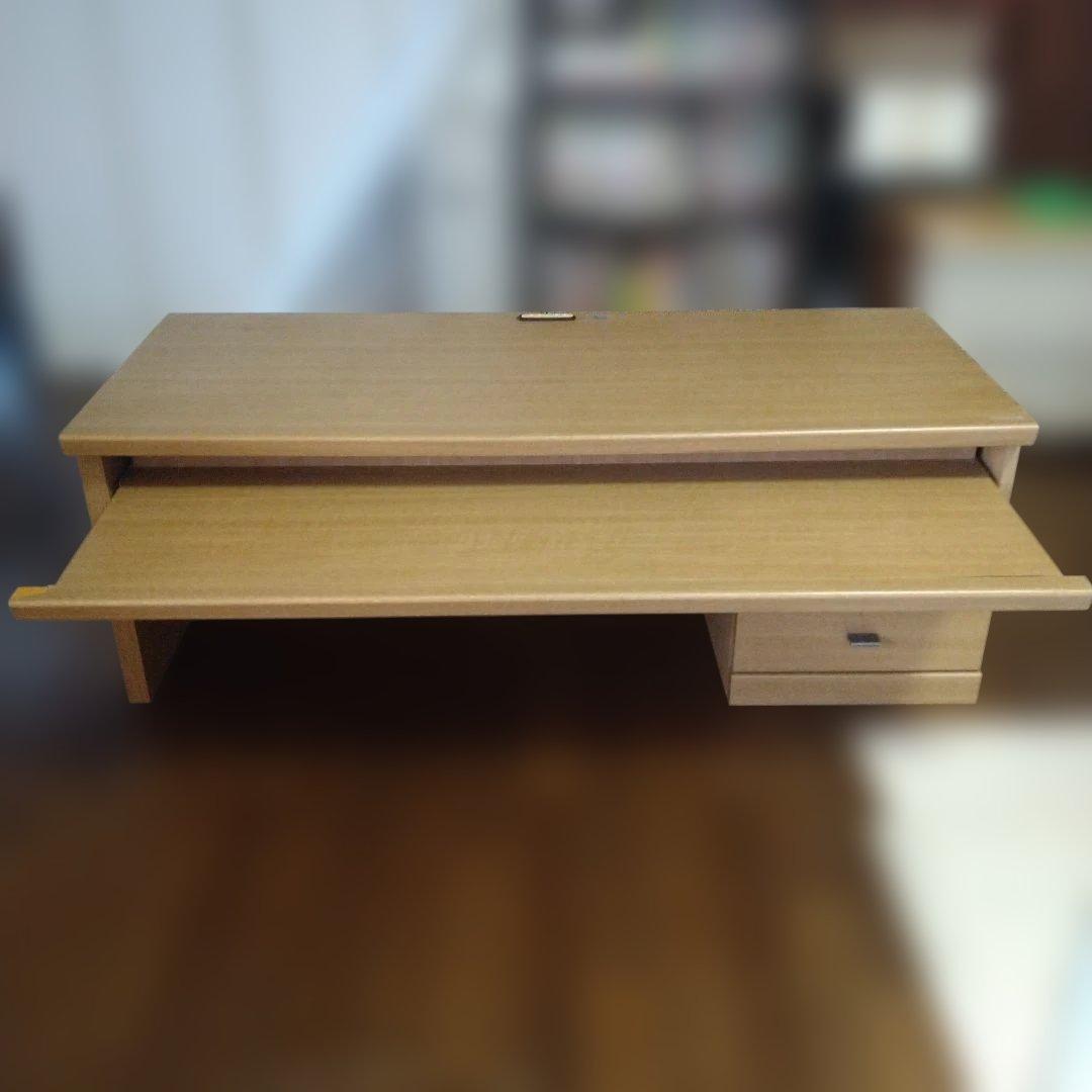 森木工 片袖机 文机 和机 幅120cm スライド棚 引き出し コンセント付き