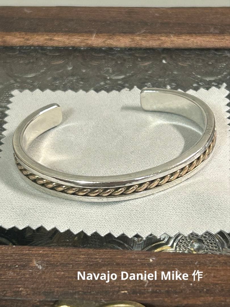 ナバホ　シルバー バングル 925 スターリング12K Daniel Make