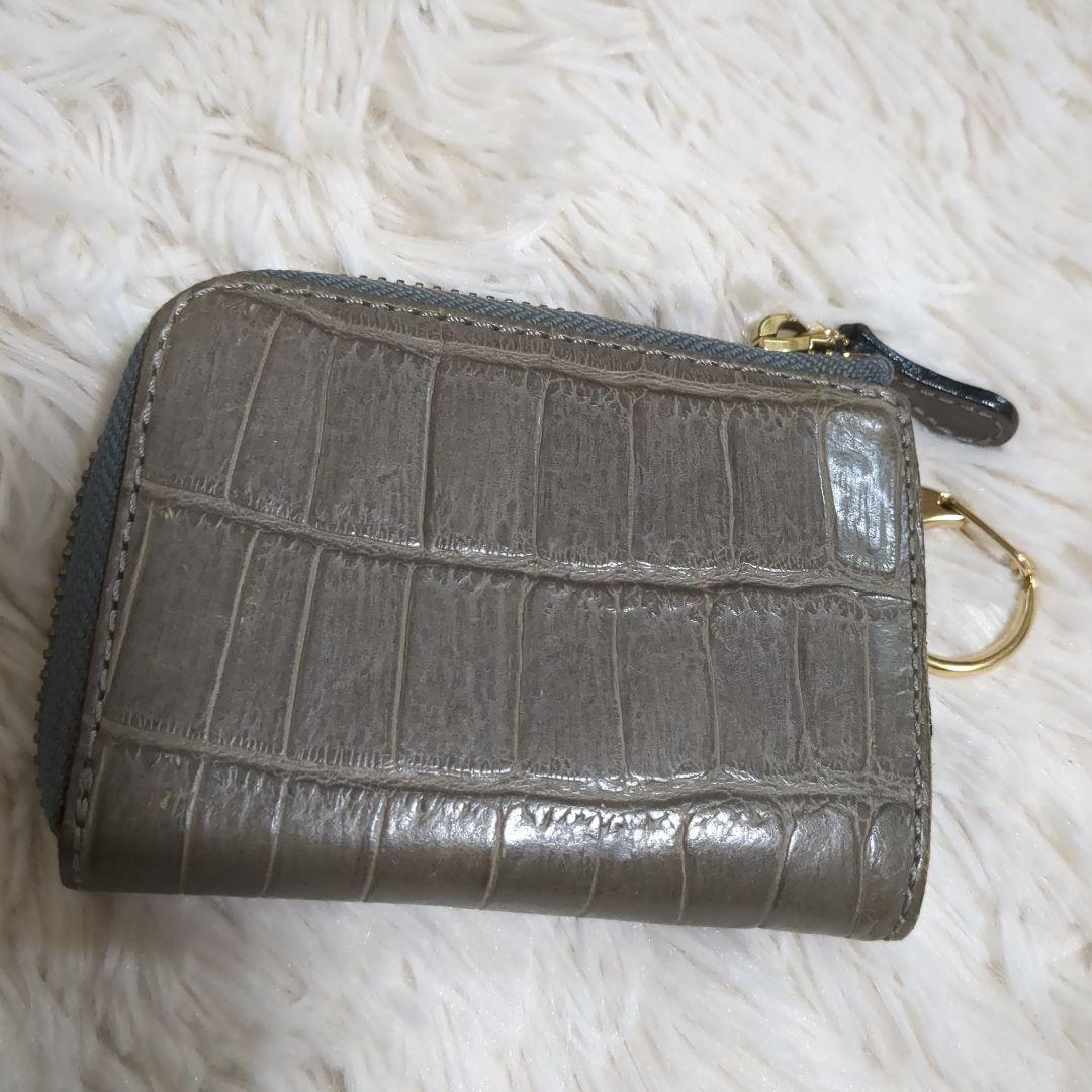 【美品】Felisiケース1074ミニ財布レザークロコダイル型押し小銭入れ
