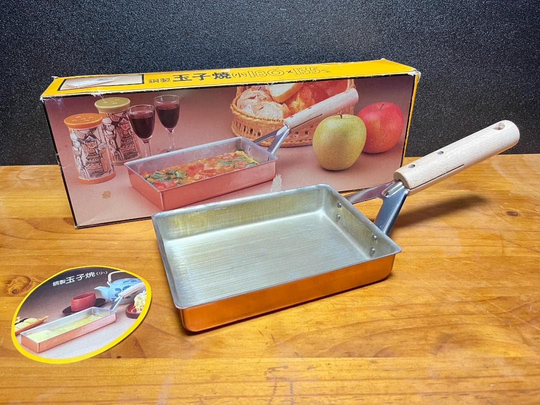 【ほぼ未使用】　EPON/エポン　純銅製　卵焼き器　持ち手（天然木）