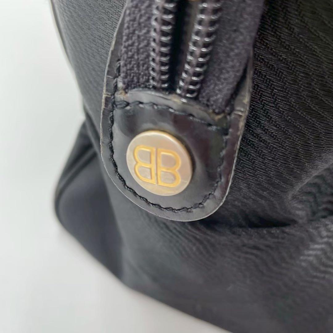 良品　ヴィンテージ バレンシアガ　ナイロンボストンバッグ　ブラック BBロゴ