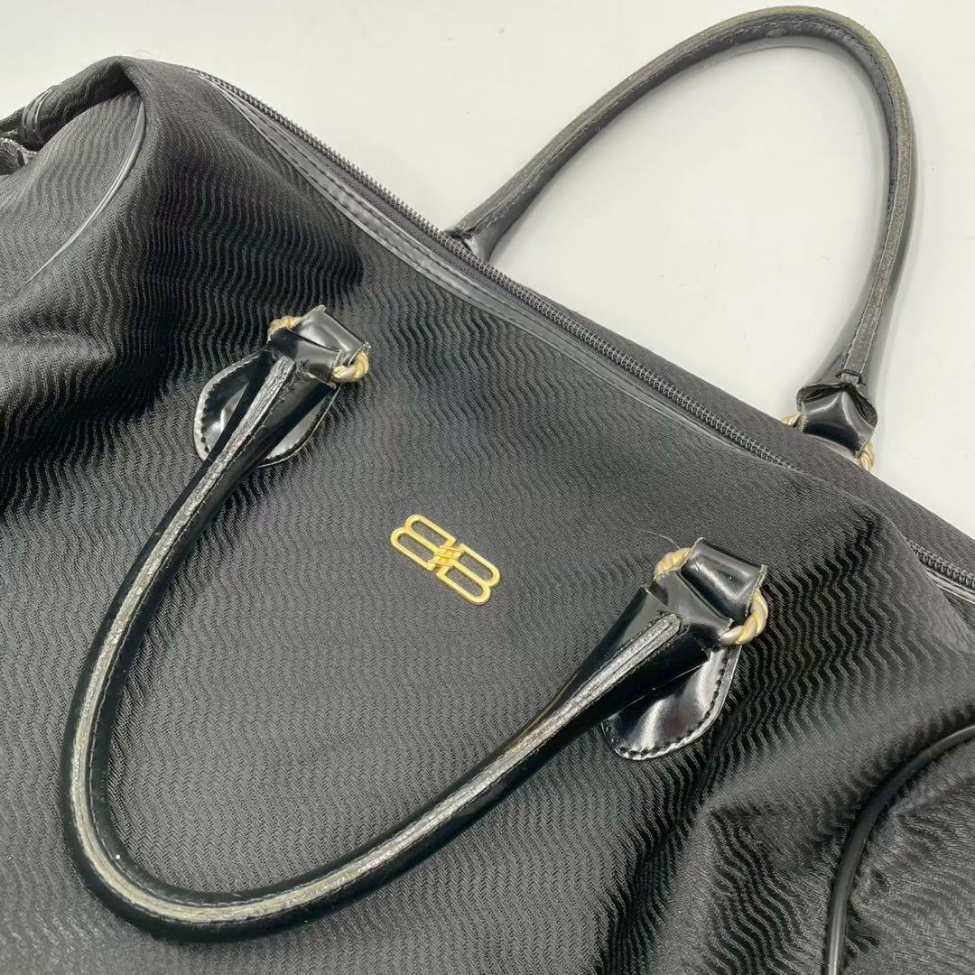 良品　ヴィンテージ バレンシアガ　ナイロンボストンバッグ　ブラック BBロゴ