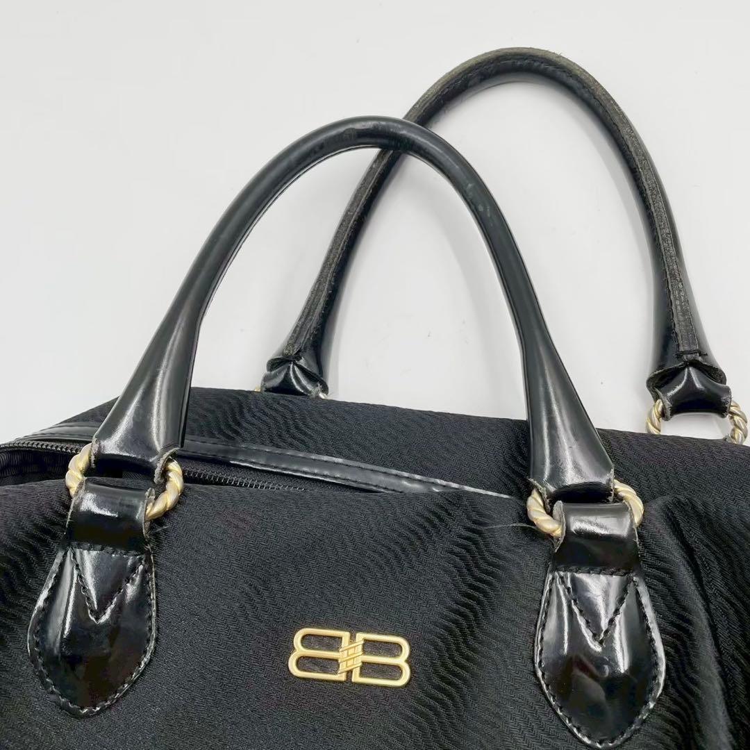 良品　ヴィンテージ バレンシアガ　ナイロンボストンバッグ　ブラック BBロゴ