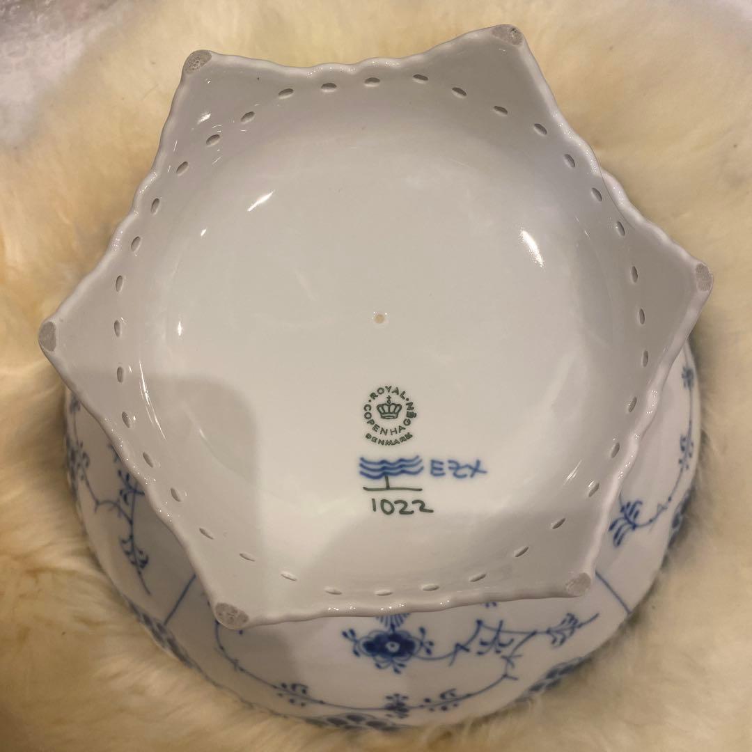 【美品】ロイヤルコペンハーゲン　ブルーフルテッド　フルレース　コンポート1022