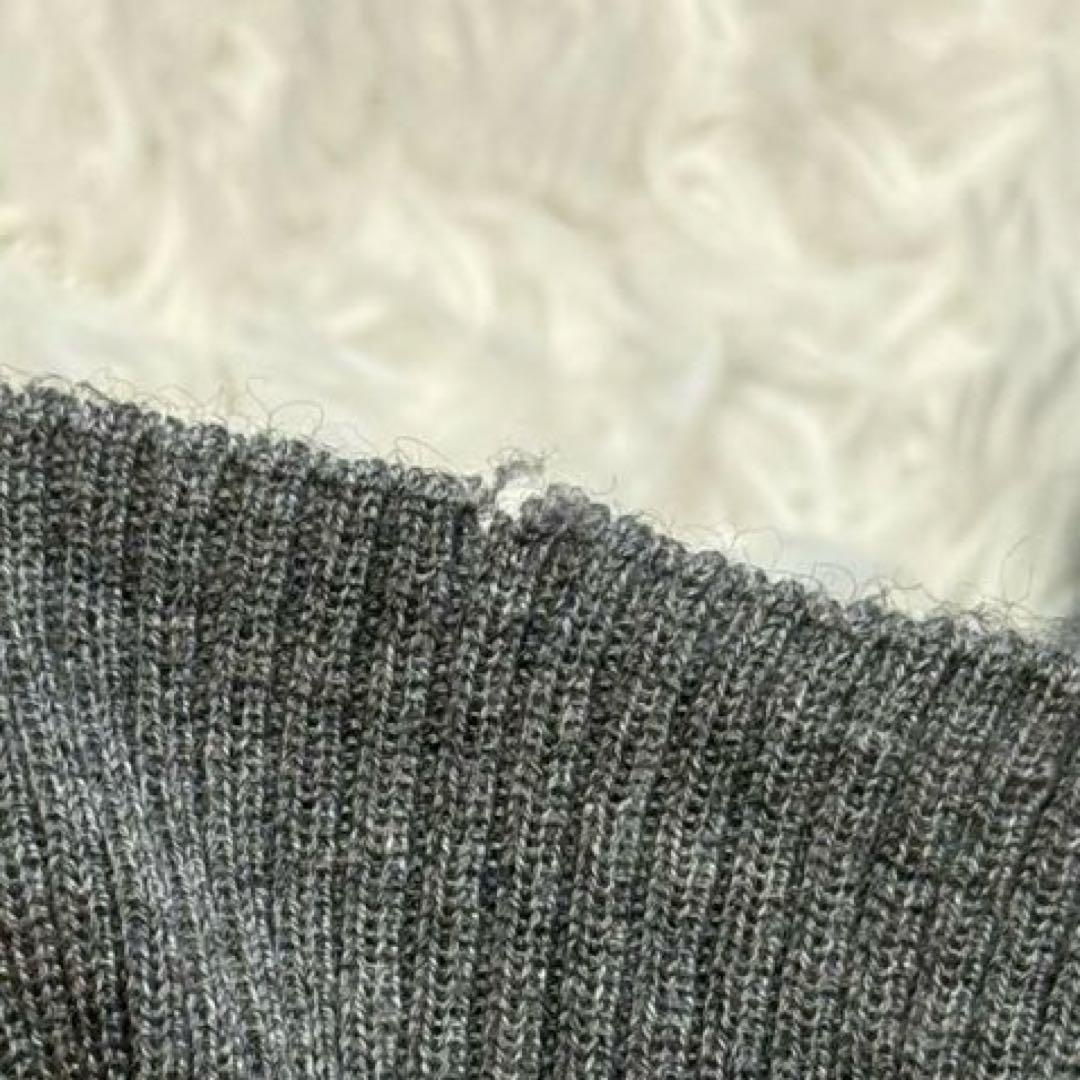 と*め様 ドゥロワー　18G カシミヤシルク リブクルーネックニット 薄手　グレ