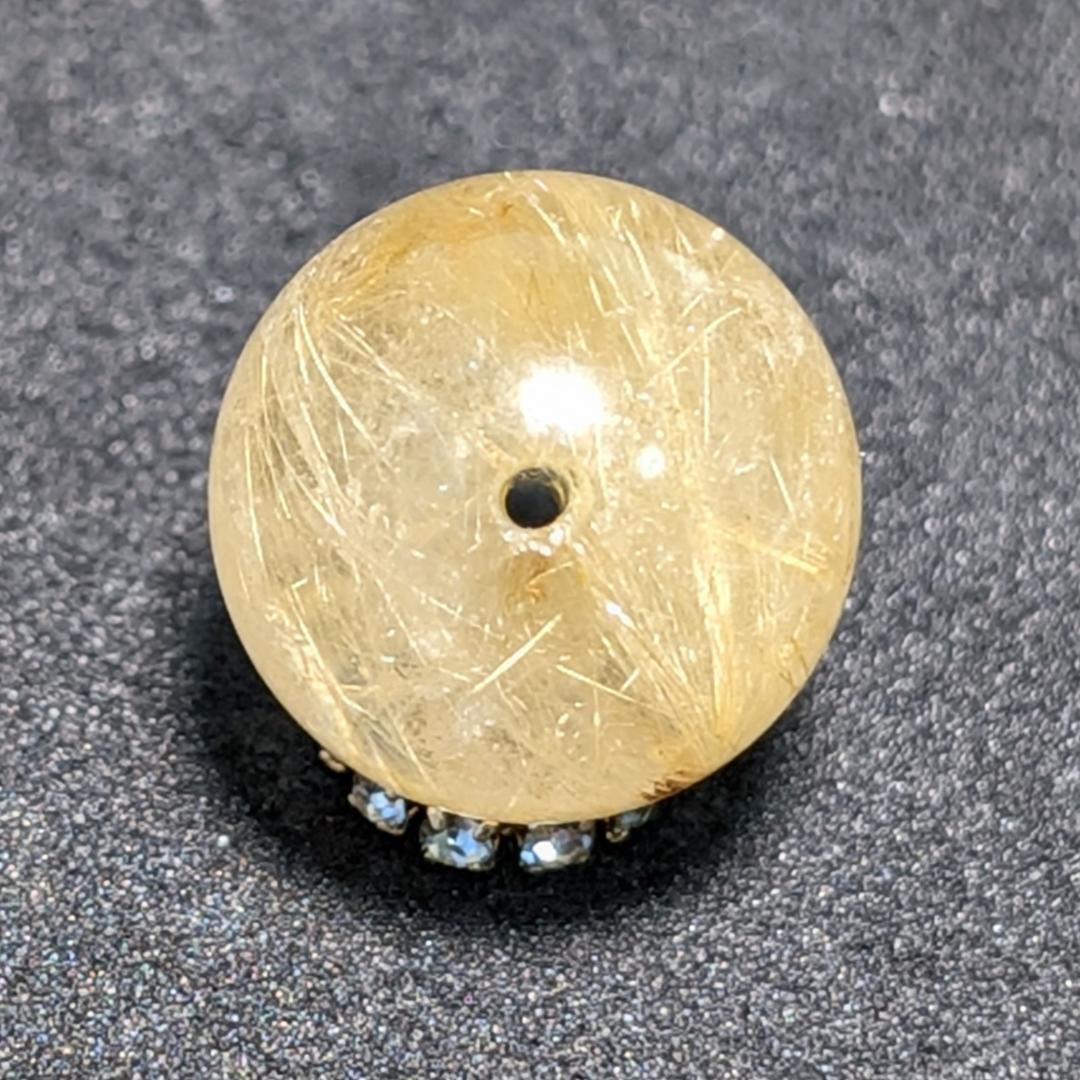 一点物 金色が美しい ゴールドタイチンルチル 13ミリ 極太金針水晶 粒売り