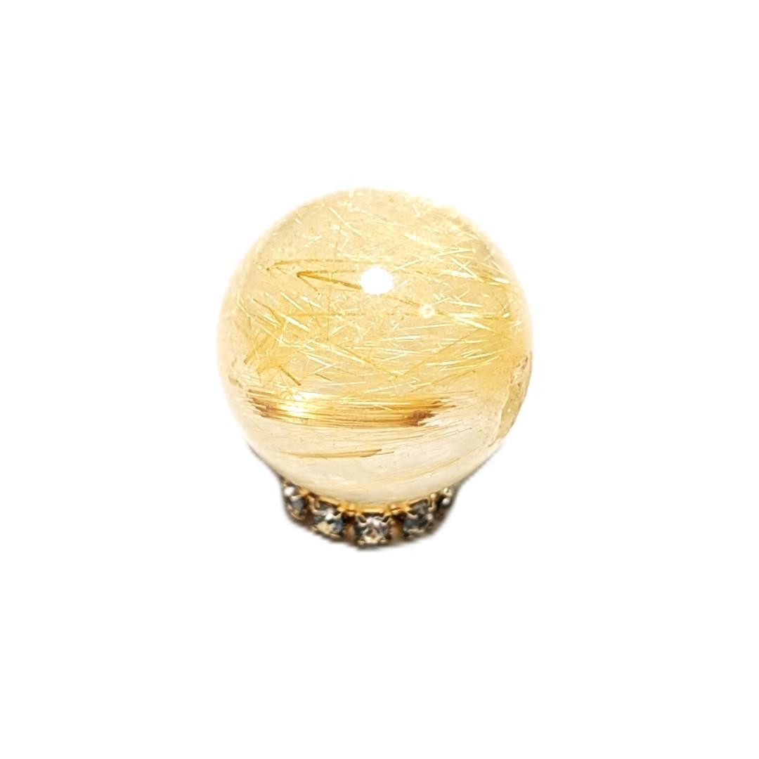 一点物 金色が美しい ゴールドタイチンルチル 13ミリ 極太金針水晶 粒売り