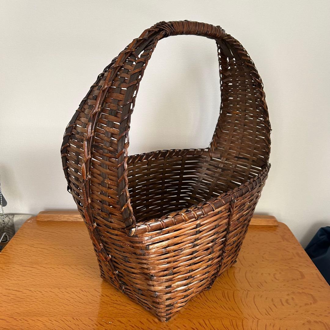 竹籠　ラタン　特大サイズ　マガジンラック　スリッパ入れ　ドライフラワー入れ