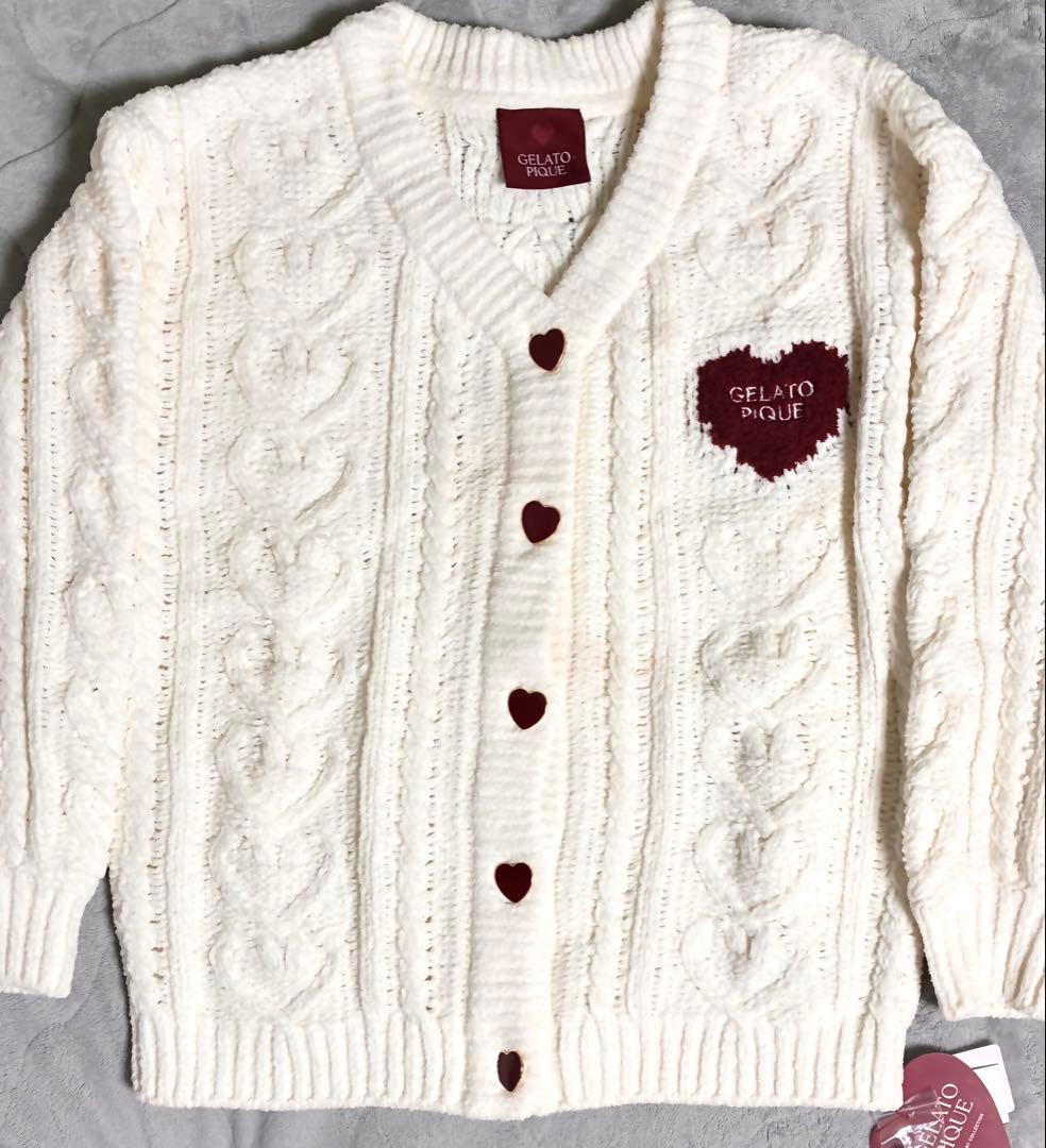 【gelato pique】ハートアランカーディガン＆ハートアランハンドタオル