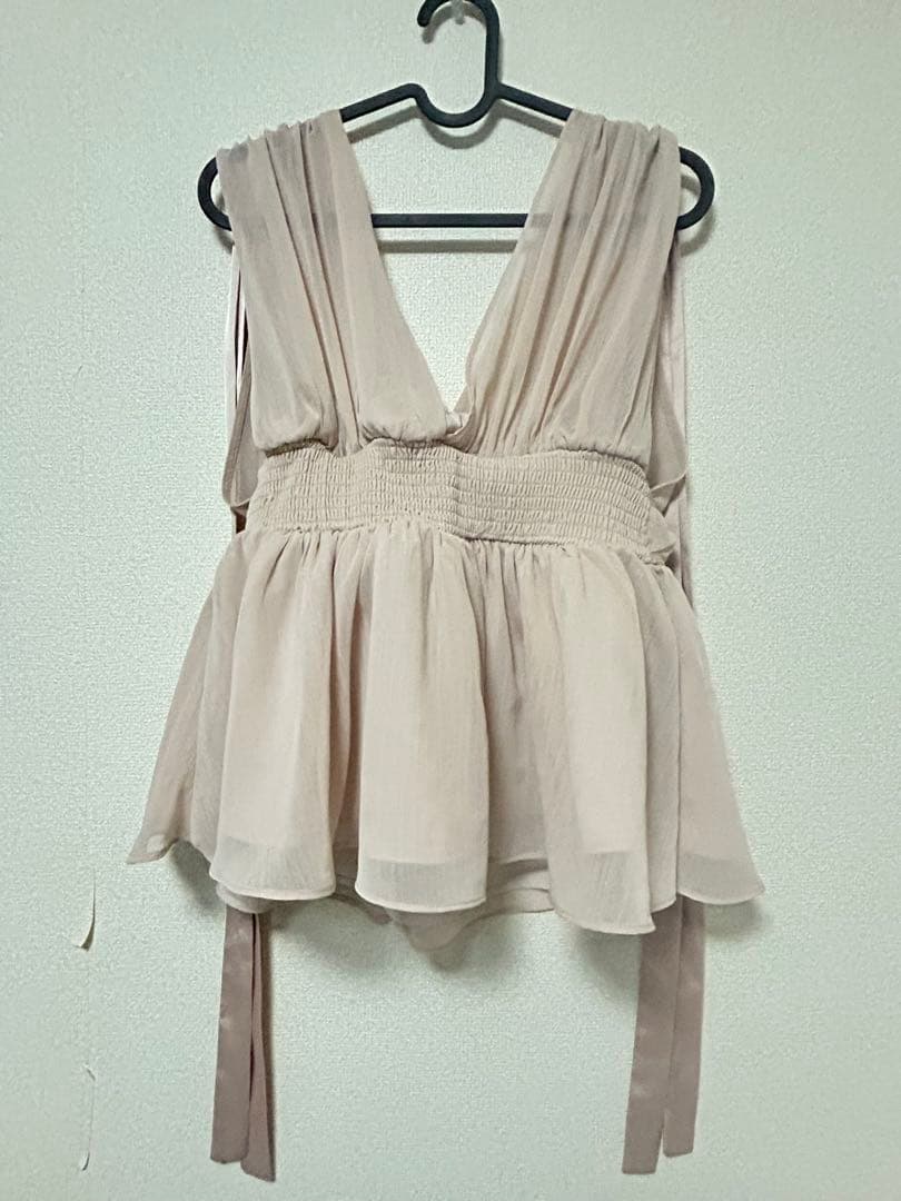 ポローラ ショルダーリボンシフォンブラウス