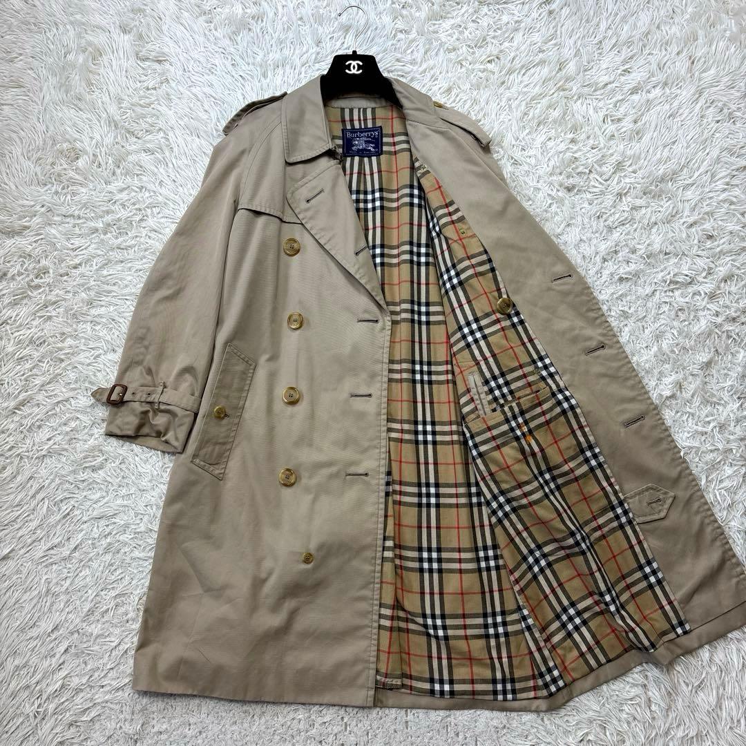 【バーバリーズ】ノバチェック　ベージュ　ロングトレンチコート　44サイズ　M