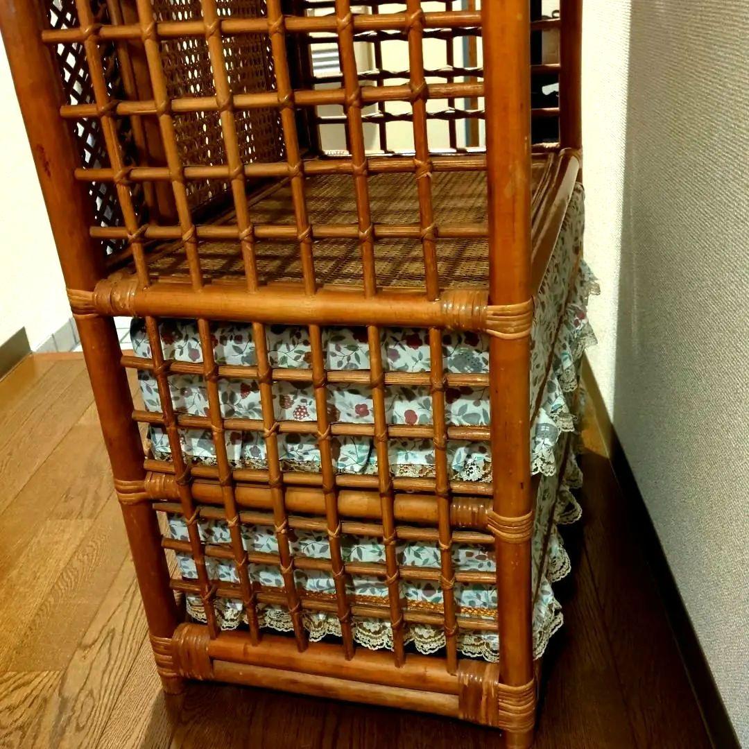 ヴィンテージ アーチラタンラック オープンラック 籐家具 収納 ナチュラル