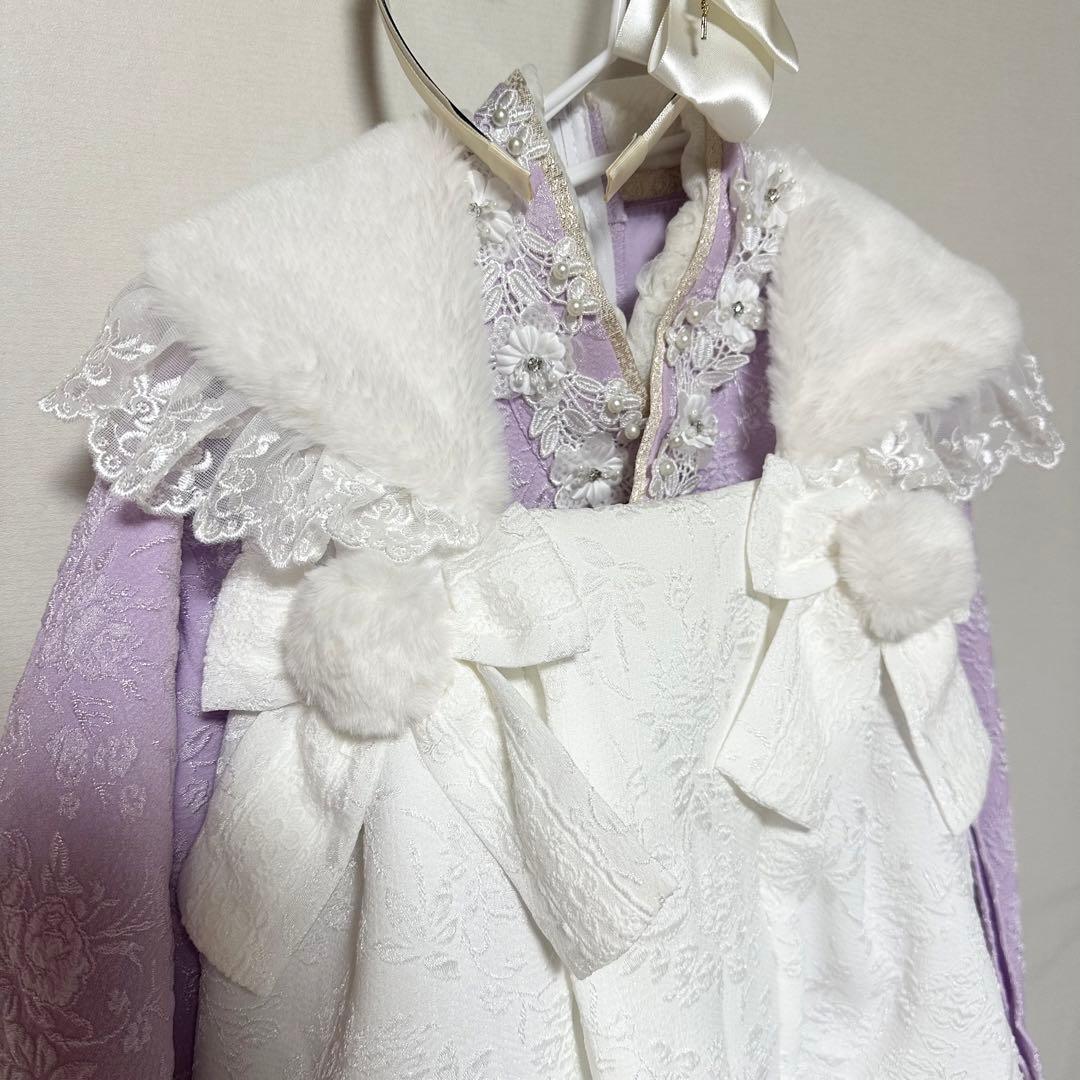 100cm 着物ワンピース＋被布セット プリンセス　　草履スリッポン　七五三