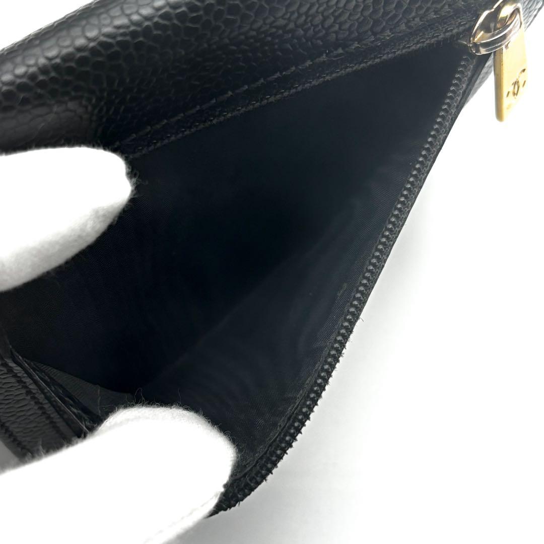 【美品✨レア】シャネル 財布 ココステッチ キャビア 三つ折 コンパクト
