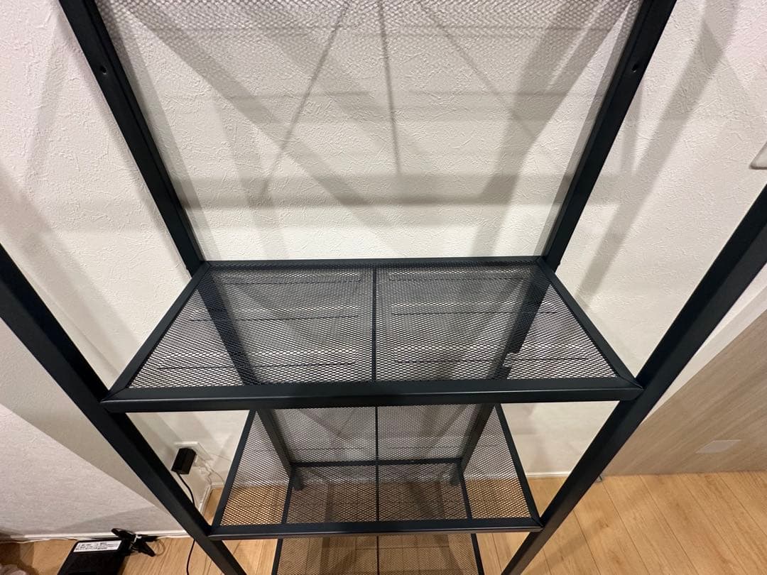 オープンシェルフ アイアンラック 4段 ダークグレー メッシュ棚