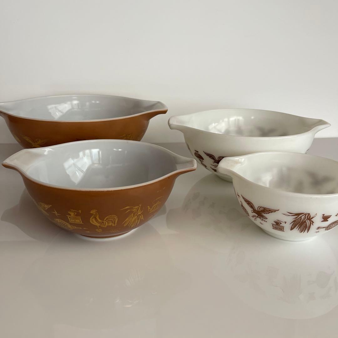 オールドパイレックス　シンデレラボウル　アーリーアメリカン４セット　ヴィンテージ