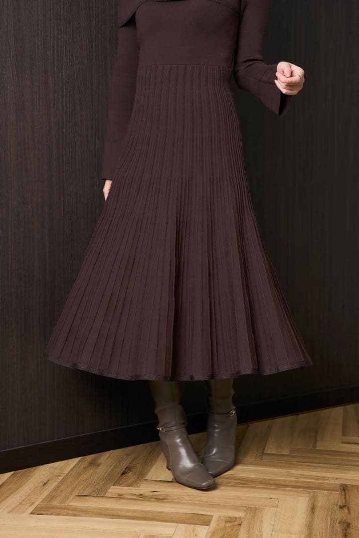 La Lueur Knit Dress bordeaux/sサイズ