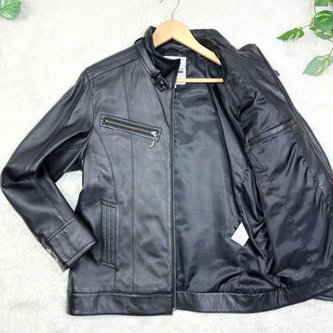 美品　アルファキュービック　ラムレザー　シングルライダース　レザージャケット　M