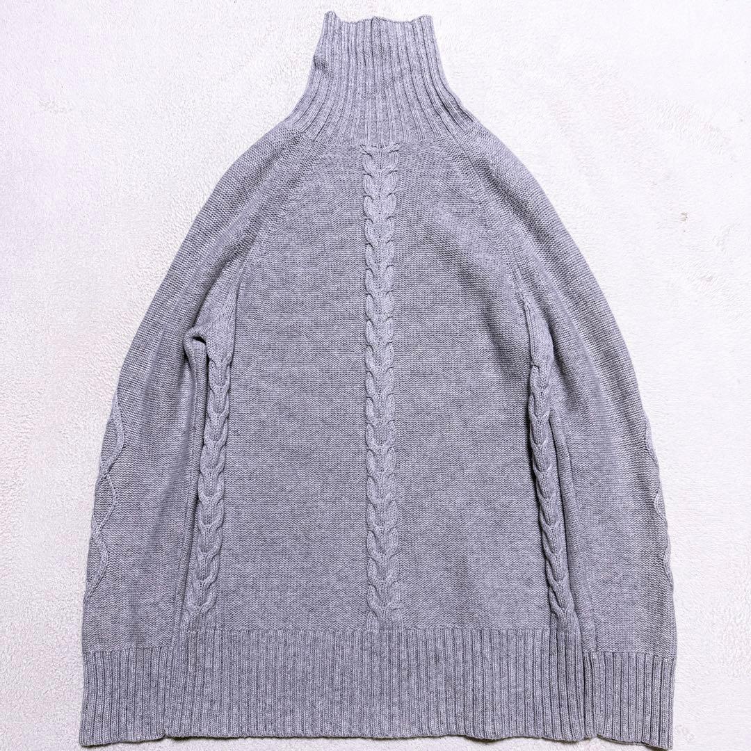 カシミヤ混【極美品】S MaxMara ケーブルニット タートルネック リブ