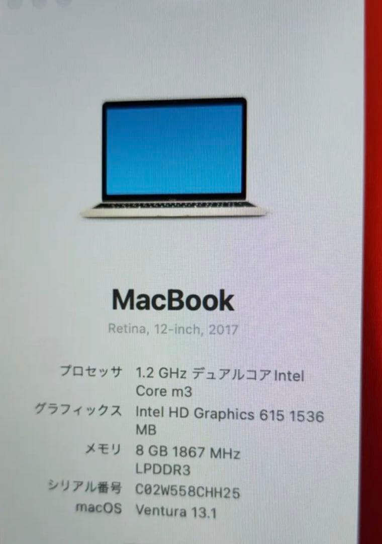 MacBook Retina 2017 12インチ ゴー