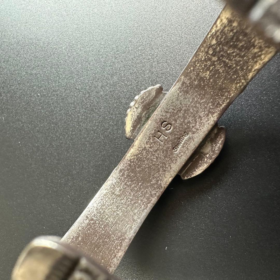 Navajo Herman Smithスタンプワーク ターコイズ バングル