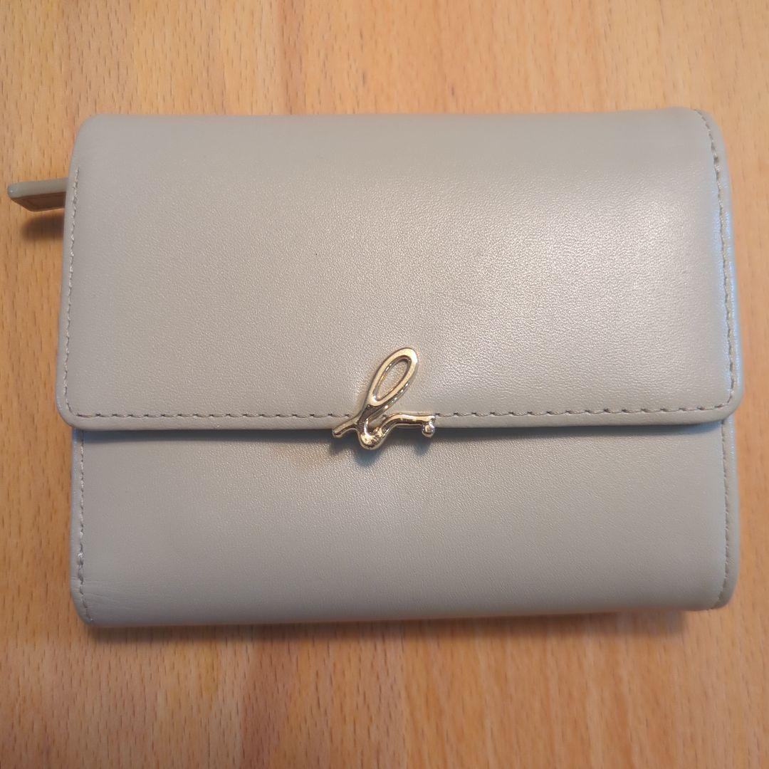 【美品】アニエスベー　ベージュ レザー 三つ折り財布