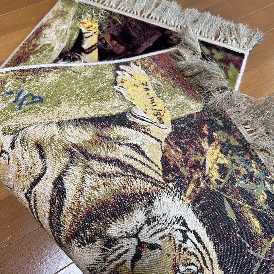 【新品未使用】絵画風絨毯　ペルシャ産　機械織　虎　親子　カーペット　ラグ