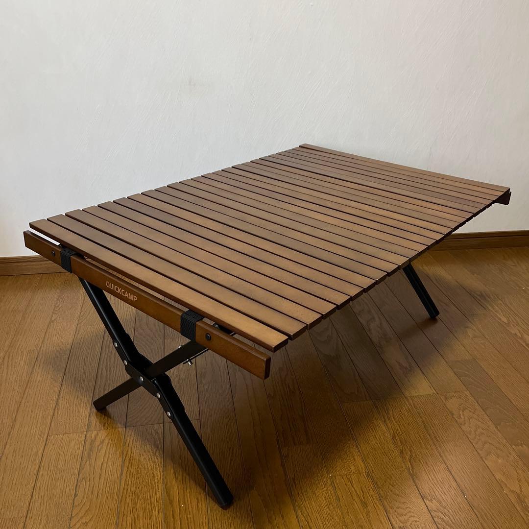 クイックキャンプ X脚 ウッドロールローテーブル 90×60cm