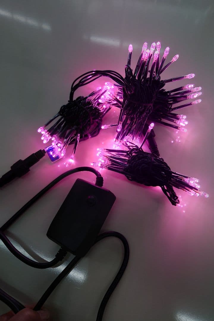 屋外用LEDイルミネーション　ピンク　100球　３セット