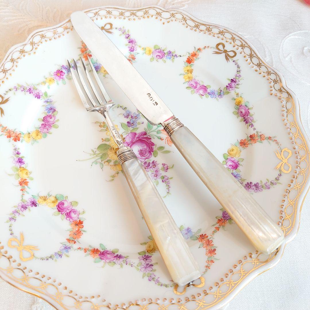 白蝶貝　マザーオブパール　純銀　カトラリー　ナイフ　フォーク　スターリング