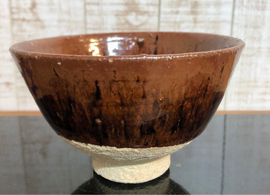 〈未使用〉茶色のツヤが美しい　明日香焼　脇田宗孝造　奈良　茶道具 茶道 茶碗