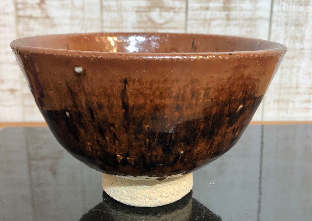 〈未使用〉茶色のツヤが美しい　明日香焼　脇田宗孝造　奈良　茶道具 茶道 茶碗