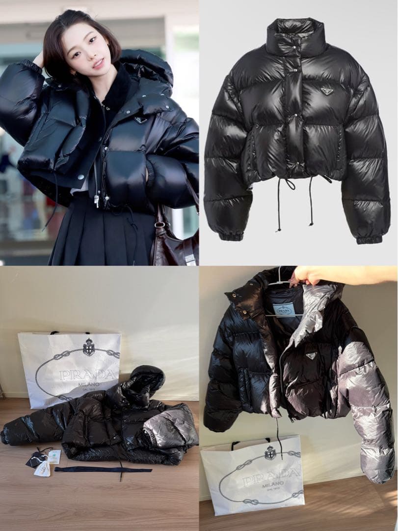 は*む様 最安値　PRADA ブラック ダウンジャケット　ショートダウン　38