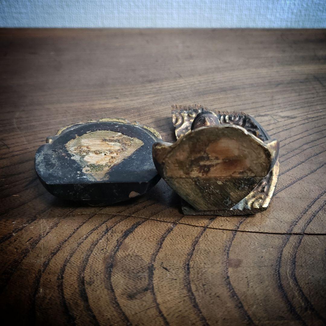 木彫 阿弥陀如来 坐像 台座　光背 小型 時代物 骨董 仏像　訳あり