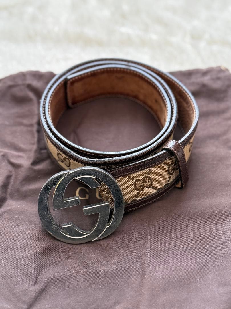 GUCCI GGパターン ベルト ブラウン/ベージュ