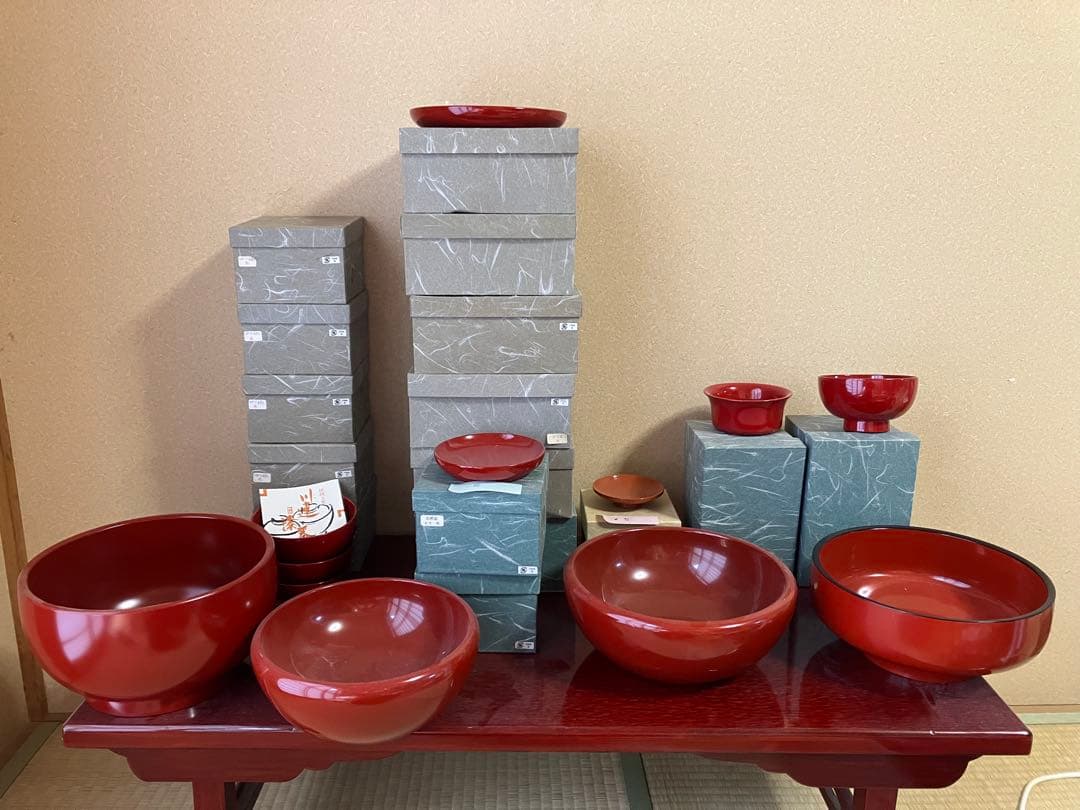 漆器 朱漆　川連漆器　大量のセット