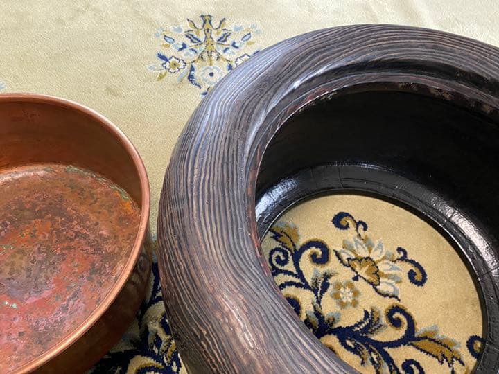 火鉢　丸太くり抜き(径65cm高さ32cm)