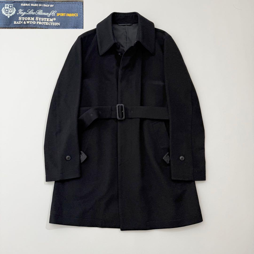SHIPS ロロピアーナ ストームシステム ステンカラーコート M 黒 ベルト