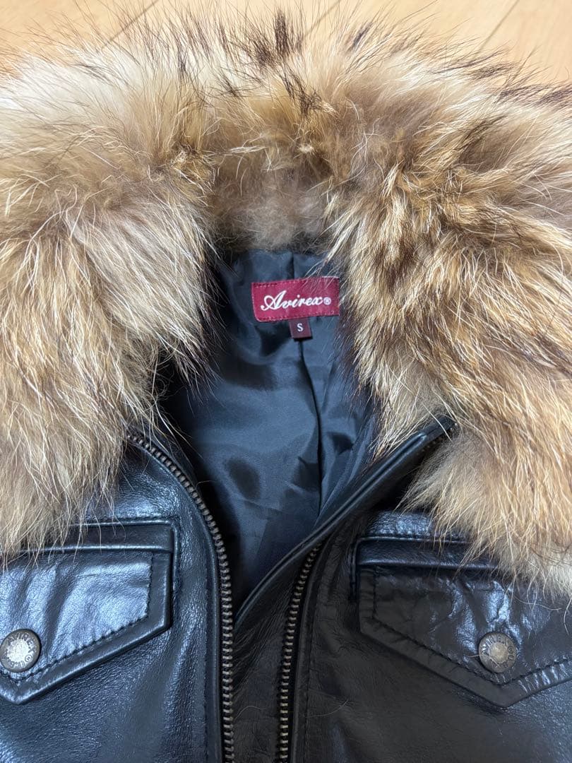 アビレックス　ファー襟付きレザージャケット　S