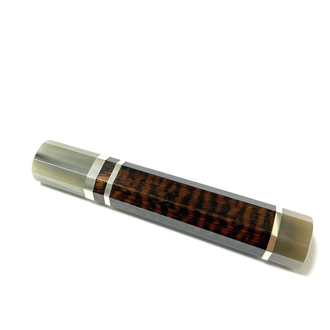 三段銀巻 白水牛角 柳刃300 スネークウッド八角柄 柳刃尺 包丁の柄 ハンドル